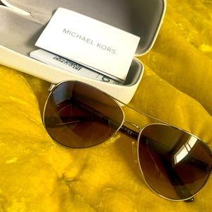 Michael Kors Gold-Framed Aviator Sunglasses NWOT